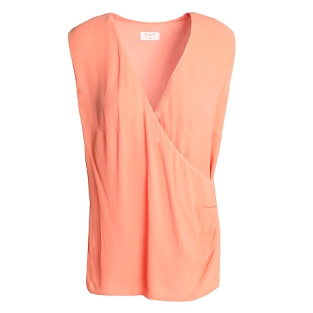 Day Birger Et Mikkelsen Salmon Pink Wrapped Sleeveless Blouse